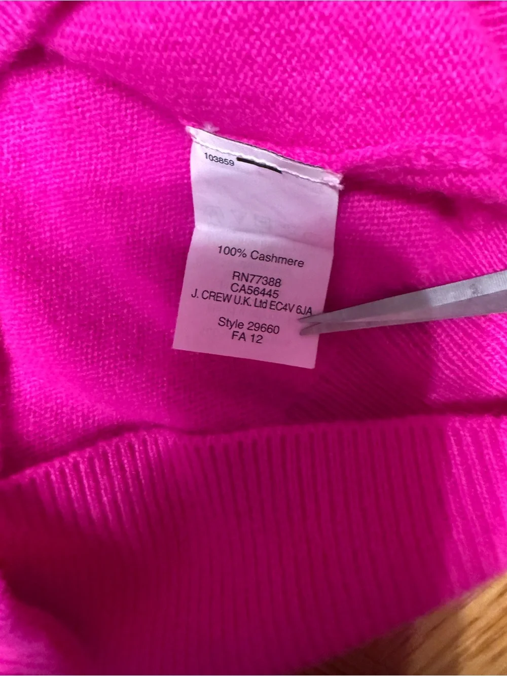 J Crew Italian Cashmere Lightweight Fuchsia Sweater- S/M